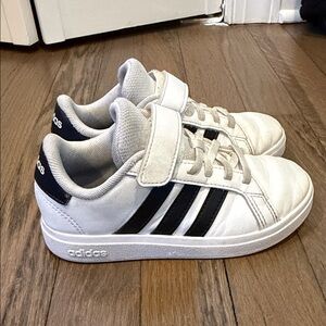 Adidas Kids White and Black Velcro Sneakers